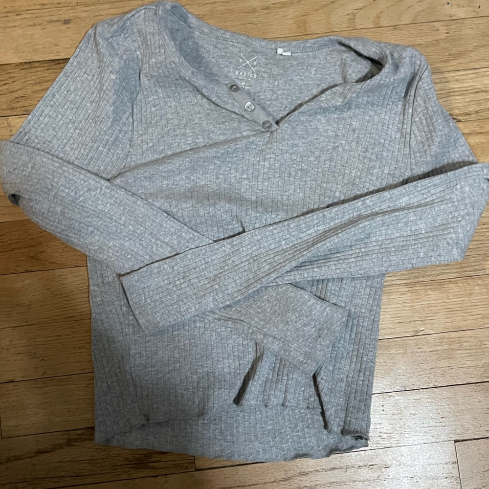 Pacsun gray waffle knit cropped long sleeve - Picture 1 of 1